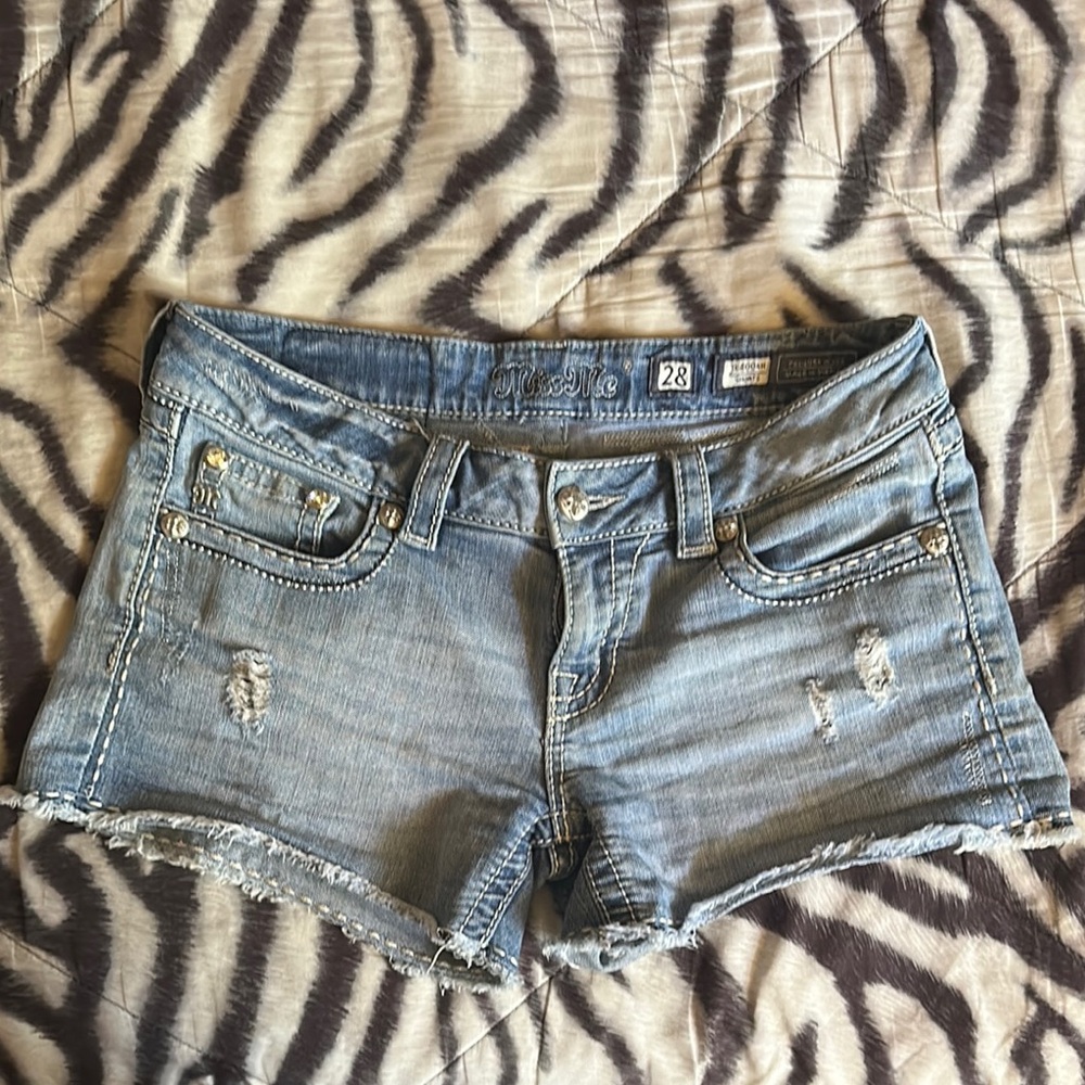 MISS ME Blue Distressed Denim Shorts